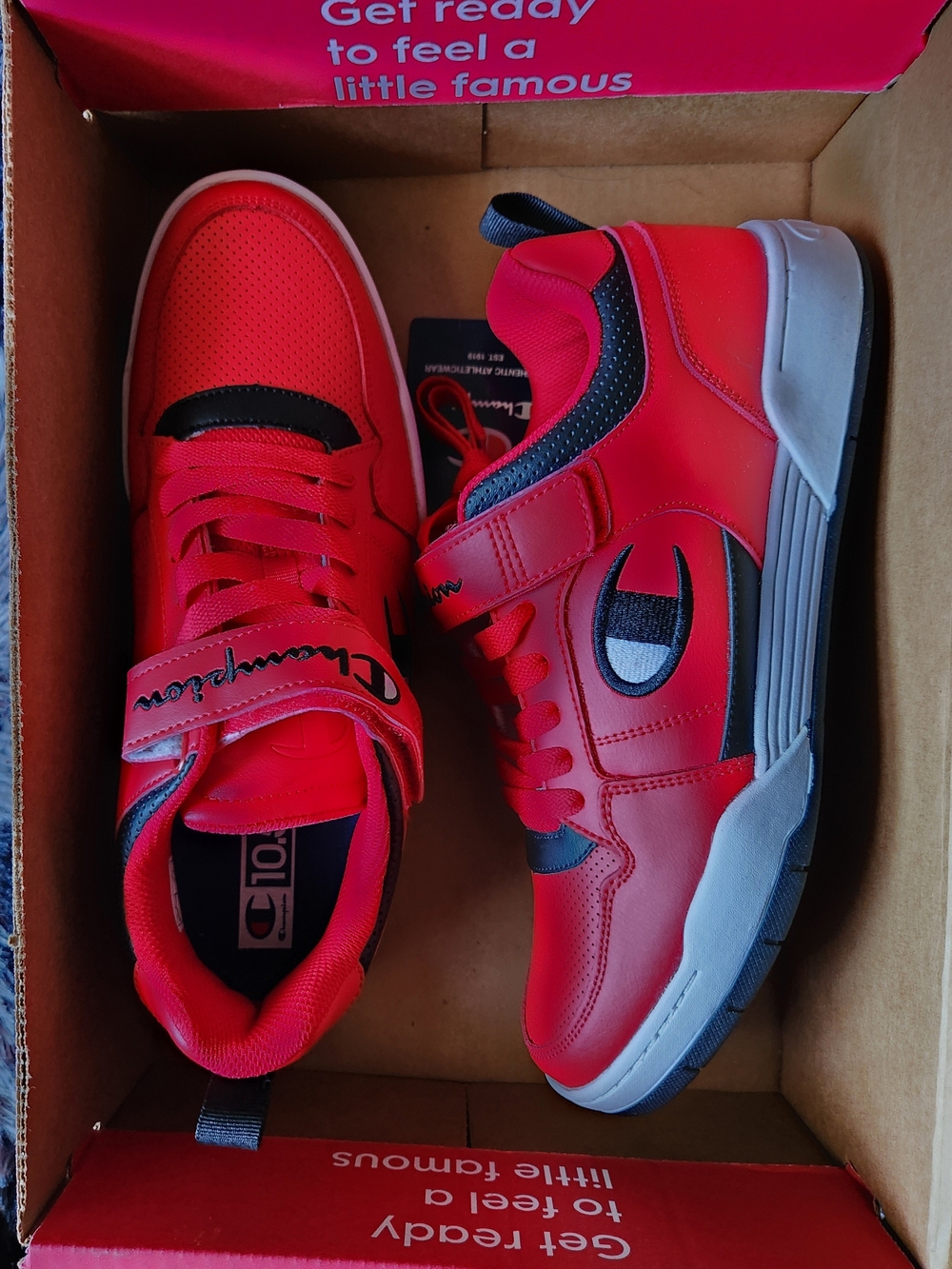 NWT Champion Mens' Red Athletic Sneakers with Hook-and-Loop Strap